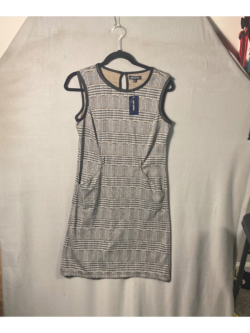 Max Edition Women's Sleeveless Plaid Sheath Dress Size S